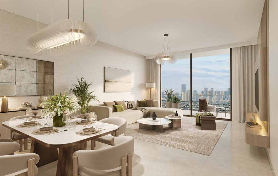 Bedroom with full-height windows and a reading chair overlooking the city